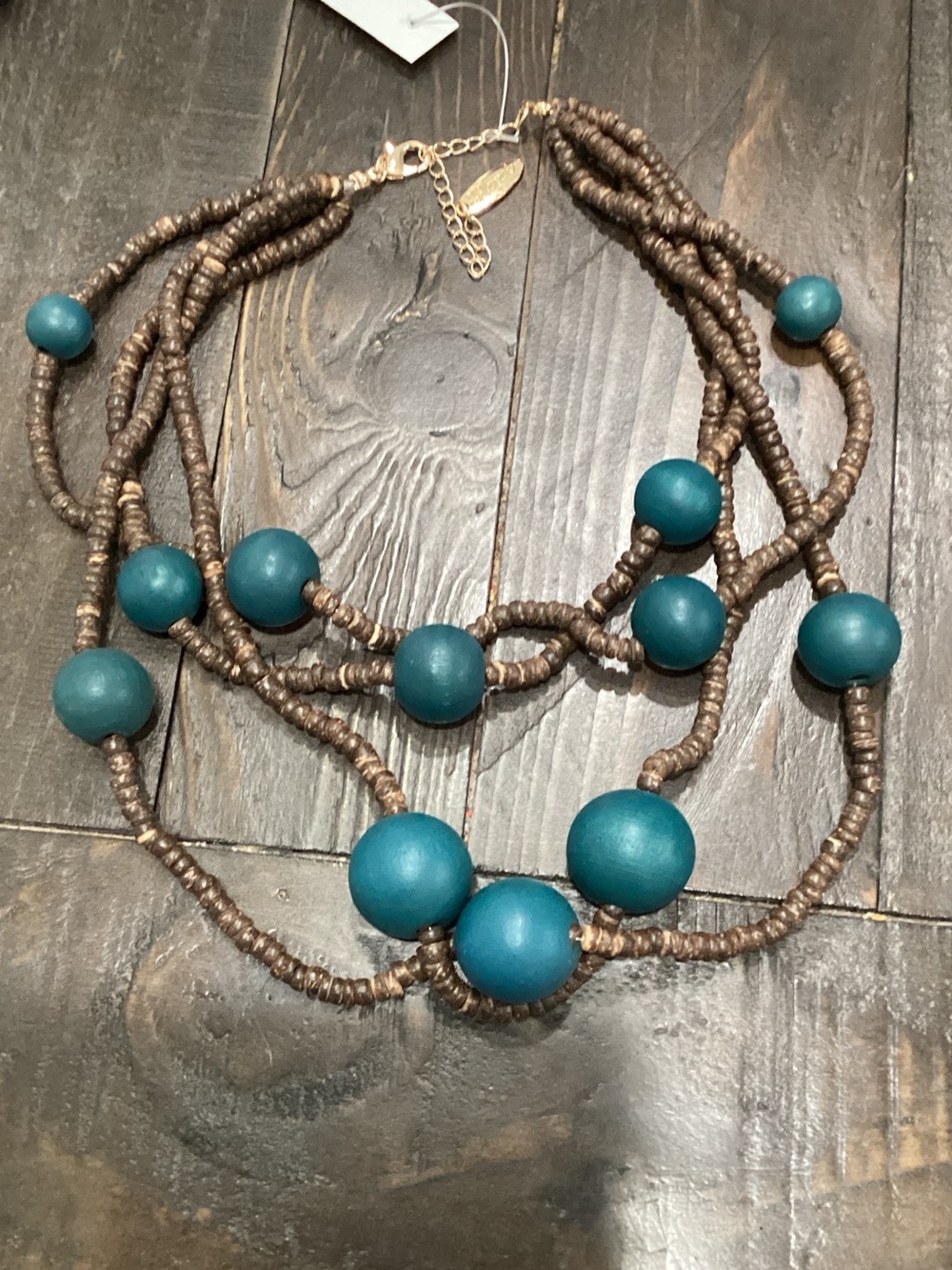 Plunder Teal and Brown Multi-Strand Beaded‎ Necklace - Women Jewelry